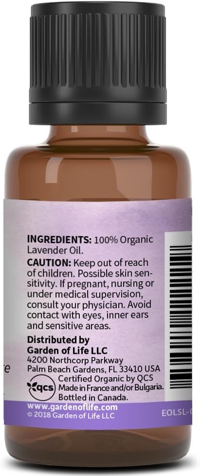 Garden of Life Lavender Essential Oil – 100% Pure Essential Oil for Diffuser, Aromatherapy, Meditation, Relaxing and Soothing, USDA Organic, Non-GMO, 0.5 fl oz