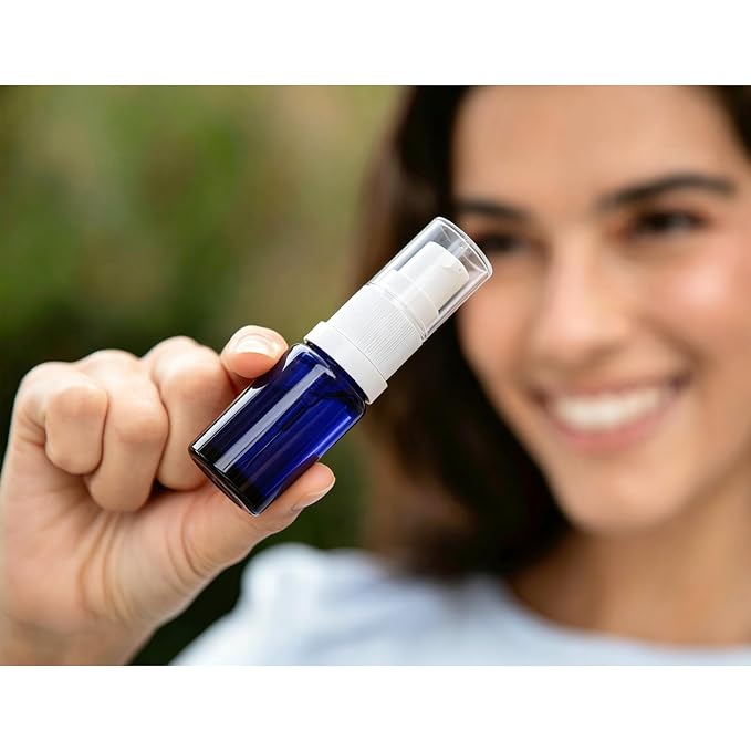 10ml Empty Glass Pump Bottle Dispenser 6 Pack,Blue Travel Refillable Bottles Dispenser for Lotion Cream Essential Oil Shampoo, Small Cosmetic Containers 1/3oz (10ml Blue 6pcs)