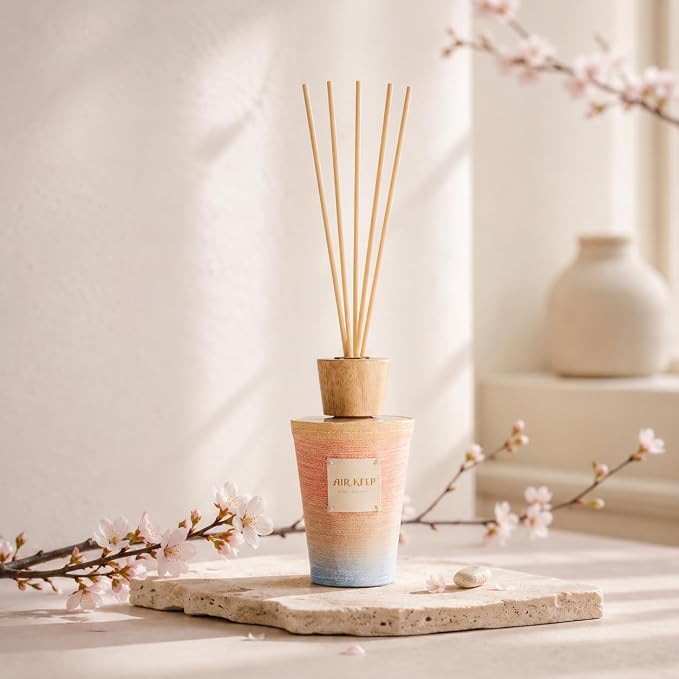 Airkeep Reed Diffuser Set, Sakura 5.1 fl oz (150 ml), Long Lasting Home Fragrance with Reed Diffuser Sticks, Decorative Room Diffuser for Bathroom, Bedroom, Living Room & Office