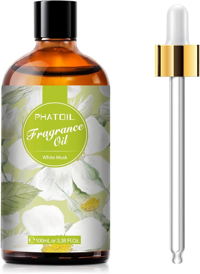 PHATOIL 3.38FL.OZ White Musk Fragrance Oils for Aromatherapy, Essential Oils for Diffusers for Home, Perfect for Diffuser, DIY Candle and Soap Making, DIY Scented Products - 100ml