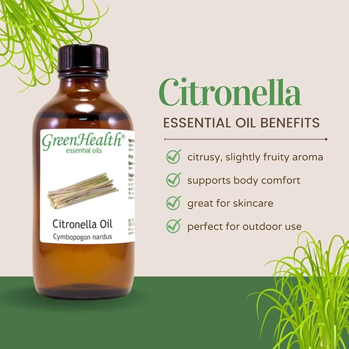 Citronella Essential Oil - 1 Gallon - Plastic Jug - 100% Pure & Uncut - GreenHealth