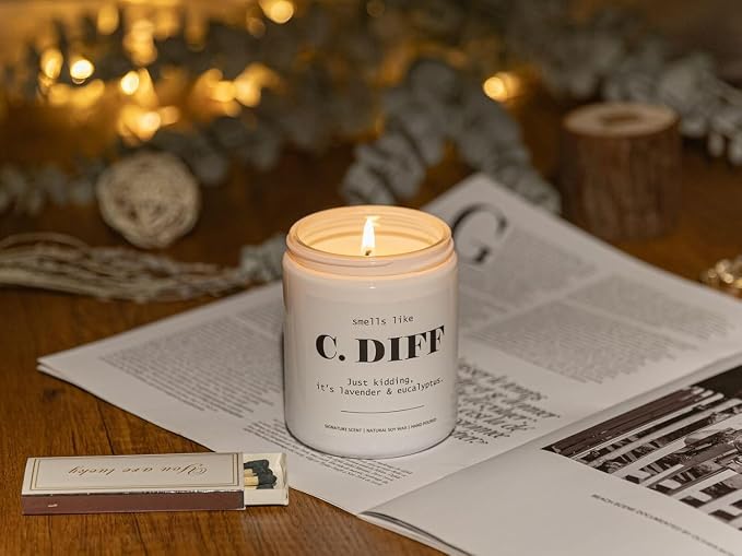 Lavender & Eucalyptus Soy Wax Candle, 7OZ - Nurse Gifts for Women, Nurse Practitioner Gifts for Women, Smells Like C.Diff