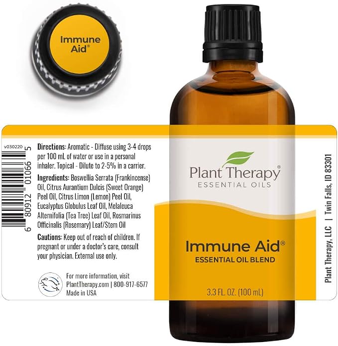 Plant Therapy Immune Aid Essential Oil Blend 100 mL (3.3 oz) 100% Pure, Undiluted, Natural Aromatherapy, Natural Immune Support, Fresh Scent