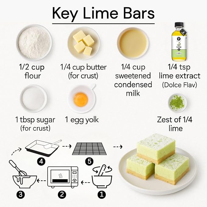 Dolce Flav Natural Lime Extract – 8 Ounce Oil-Soluble Kosher, Sugar-Free, Concentrated Citrus Lime Flavor for Candy, Chocolates & Desserts