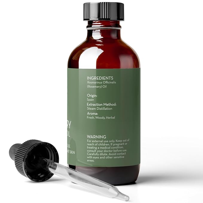 Pure Body Naturals - 100% Pure Rosemary Essential Oil, Steam-Distilled for Aromatherapy, Scalp Massage & DIY Blends, 4 fl oz