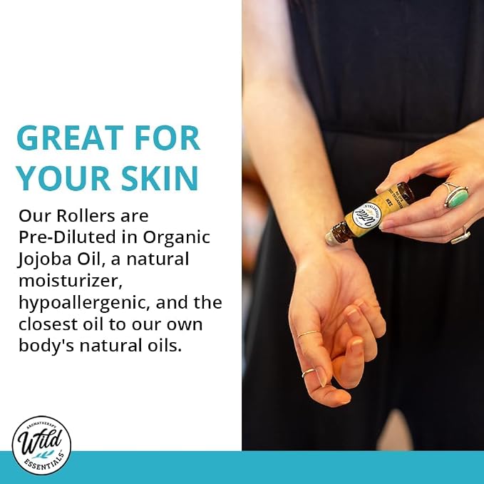 Wild-ER Essentials Cheer The F Up Aromatherapy Roll-On – Mood Boosting Essential Oil Blend with Basil, Black Pepper, Chamomile, Lavender, Orange & Petitgrain in Organic Jojoba – Made in the USA