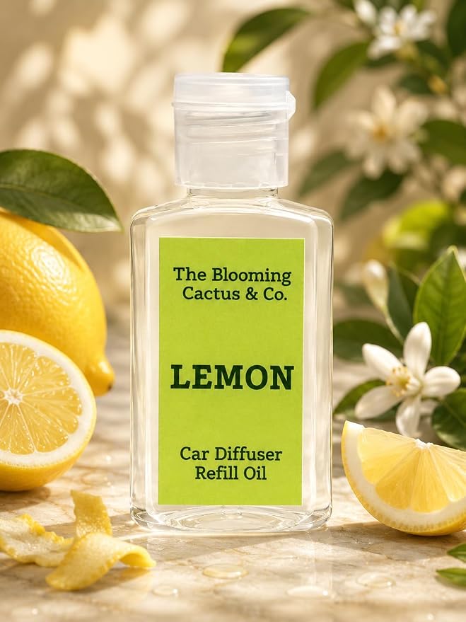 Car Diffuser Oil Refill 1 oz – Essential Oil Car Air Freshener Refill for Hanging Car Diffuser, Long Lasting Fragrance Oil, Phthalate Free, Multiple Scents. (Lemon)