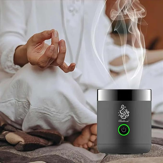 Luxury Electric Bakhoor Burner 2025 Portable USB Type-C Rechargeable Mini Incense Diffuser Arabic bakhoor Muslim Incense Holder for Car and Home,Mb2 Black