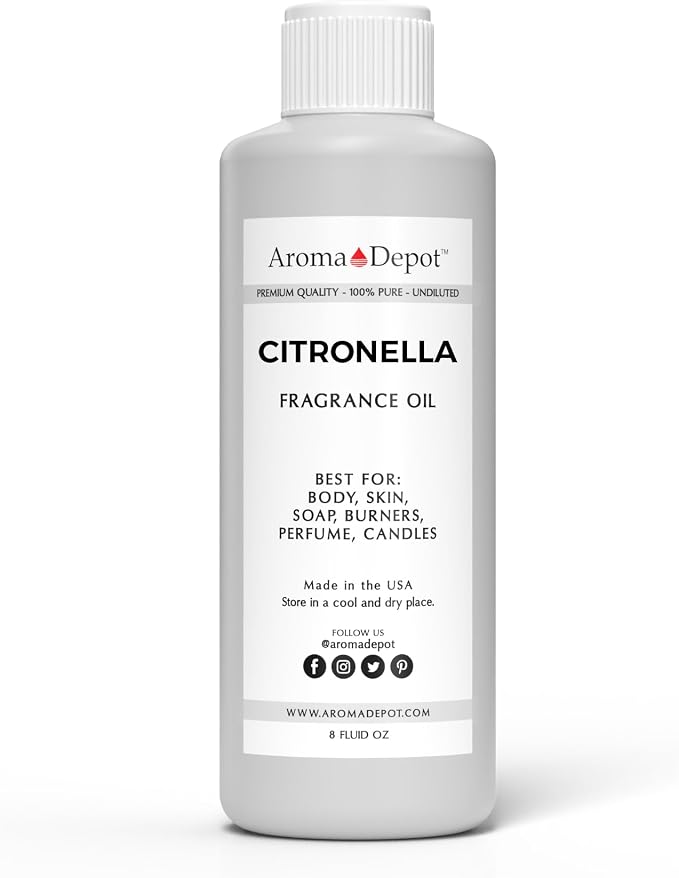 Citronella 8 oz. Fragrance Oil I Perfume I Skin Oil I Scented Oil. DIY Projects Such as Candles, Bath Bombs, Body Butters, Creams & Lotions. Few Drops in The Diffuser, Burners, or Warmers.