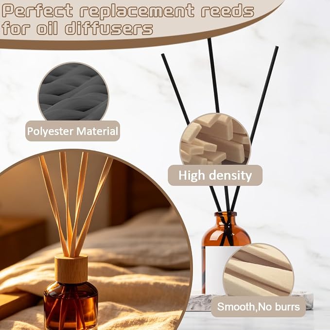 25PCS Volatile Sticks Reed Diffuser Sticks 7mm x 9.45 Inch Twisted, Natural Aroma Essential Oil Refill Replacement for Home Fragrance, Artistic Shape for Larger Air Contact