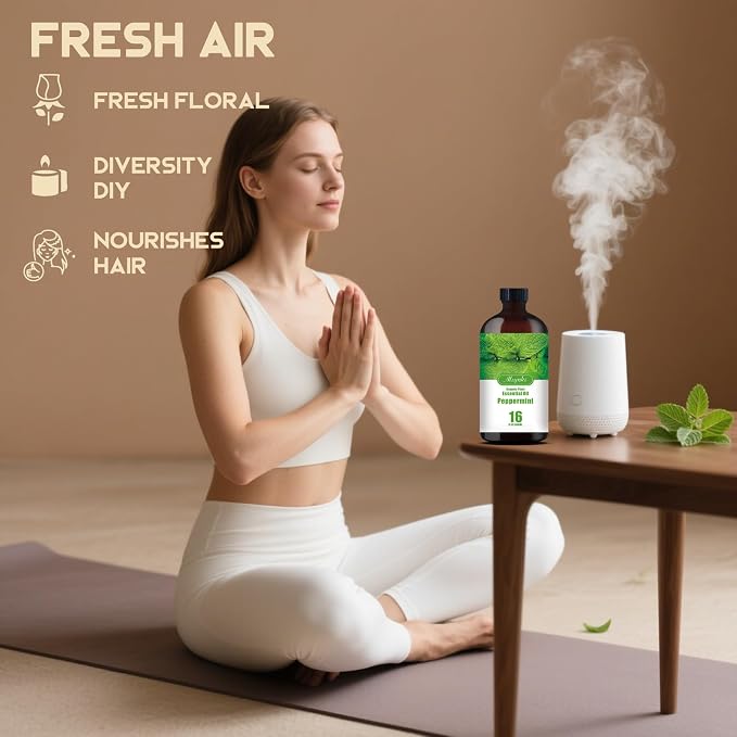 Peppermint Essential Oil, 16.33 fl oz / 490ml | Energy Boost, For Diffuser, Humidifier, Massage, DIY Candle, Soap, Cleaning, Office Use, Gift Ready