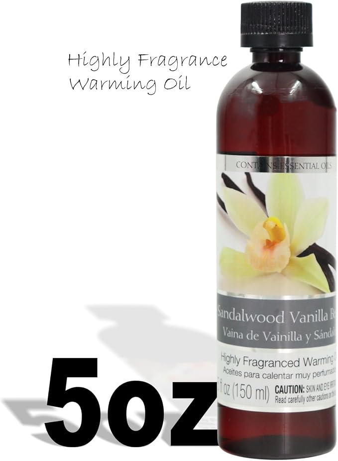 Hosley's Set of 2, 5 oz Sandalwood Vanilla Bean Fragrance Warming Oils. Ideal Gift for Weddings, spa, Reiki, Meditation, Bathroom Settings. P1
