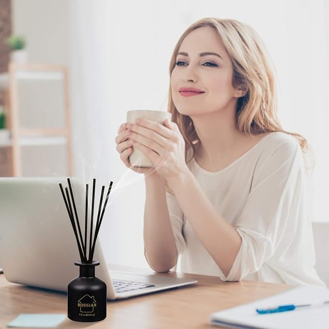 HOSSIAN Reed Diffuser Sticks - Reed diffusers-Reed Sticks -Diffuser Glass Bottles-Diffuser Refills- Natural Rattan Wood Replacement for Aroma Fragrance (10" Black)