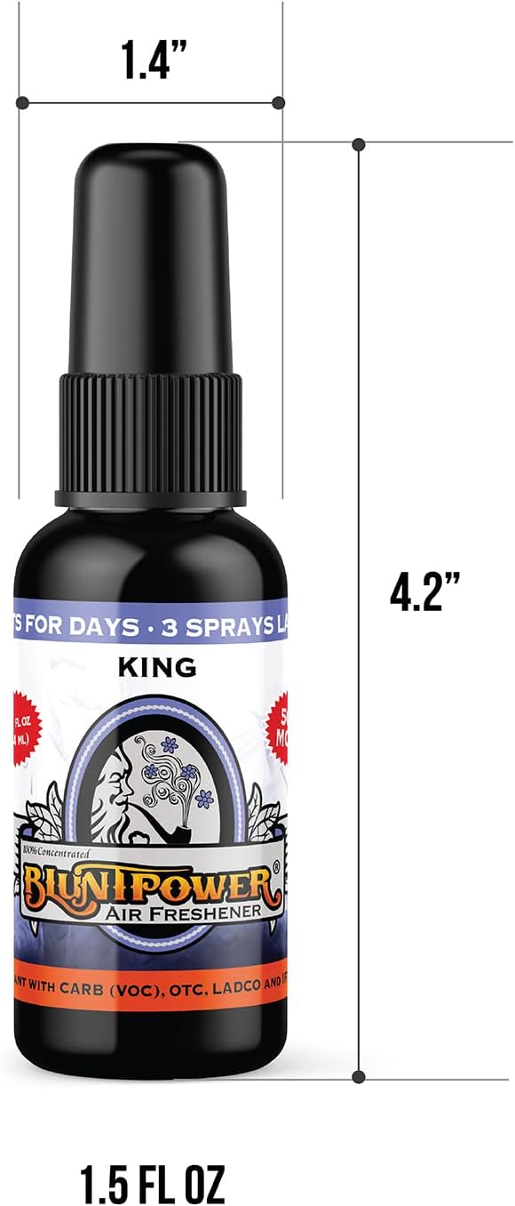 BluntPower (King, 1 Pack) Concentrated Air Freshener for Room and Car - Oil-Based Diffuser Spray Bottle - Long-Lasting Bathroom, Car Freshener, & Odor Eliminator