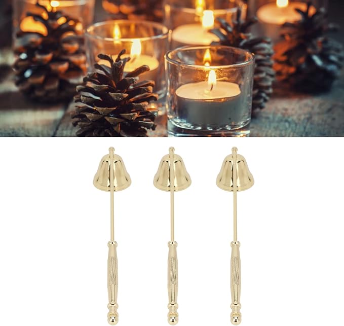 3pcs Candle Snuffer, Bell Shaped Iron Plating Long Handle with Non-Slip Grip Candle Extinguisher, Candle Snuffer for Safely Extinguishing Wick