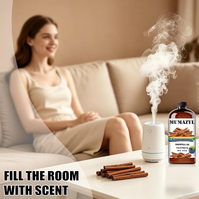 Cinnamon Essential Oil, Cinnamon Oil 16 Fl Oz 480ML for Diffuser Humidifier Yoga Cleaning DIY Candle Soap Making MUMAZYL Essential Oils
