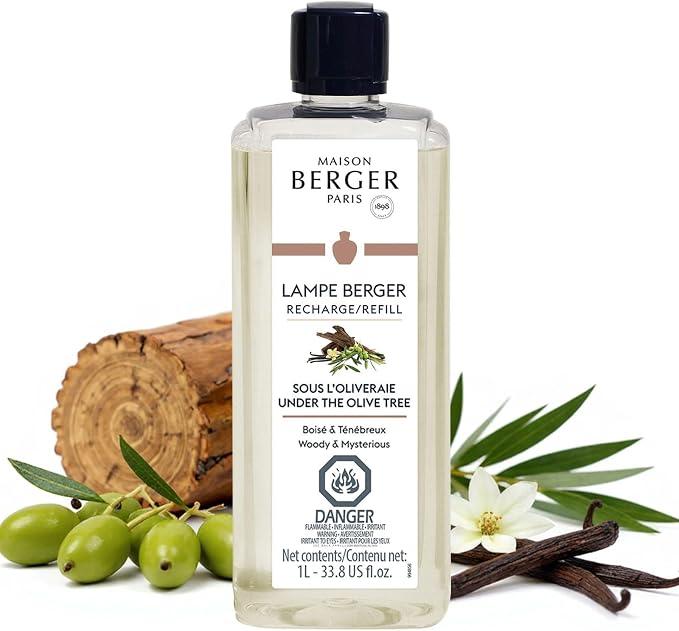 MAISON BERGER Lampe Berger Refill, 1 L, Under The Olive Tree | Catalytic Lamp Fragrance Refill, Helps Neutralize Odors, ~160 h Fragrance Diffusion, Made in France