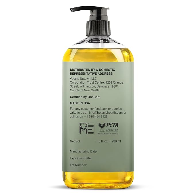 Botanic Hearth USDA Organic Jojoba Oil 8 Fl Oz |100% Pure and Natural- Cold Pressed & Hexane Free Natural Hair Growth Oil for Eyelashes, Eyebrows, Skin, Body, Face, Nails & Scalp