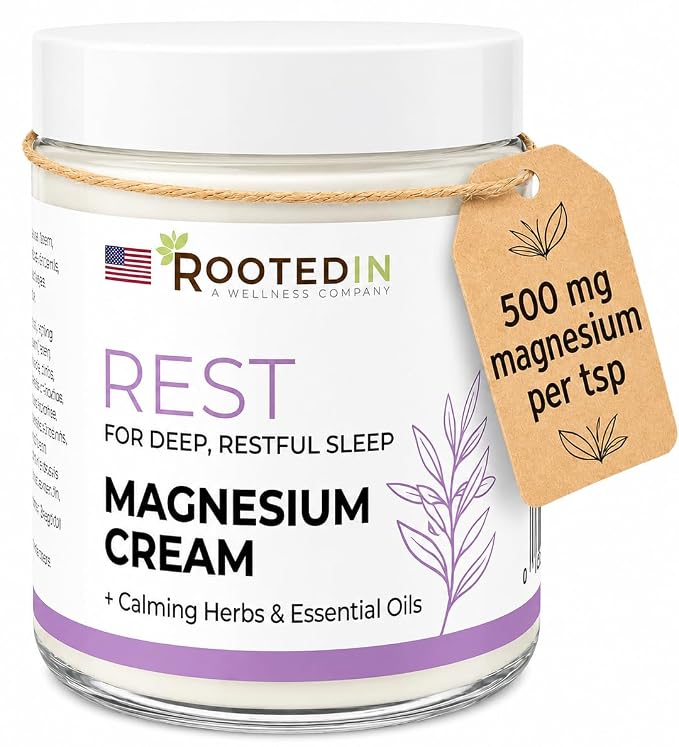 Rooted in Rest Magnesium Lotion for Sleep – Science Backed Sleep Aid – 2X More Magnesium Chloride – Fast, Effective Relaxation with Lavender, Passion Flower & Chamomile - Made in USA – 4 oz