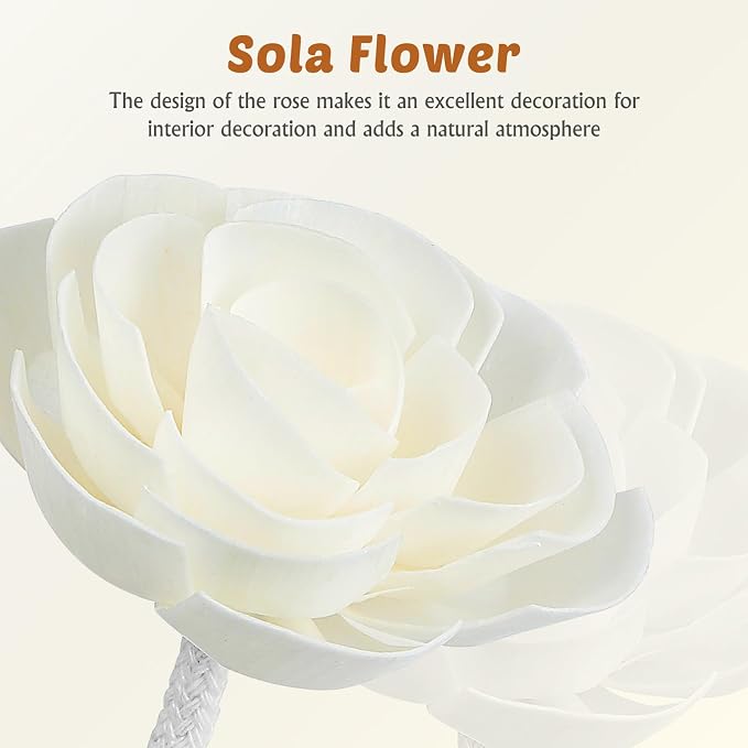 Hemobllo 4pcs Sola Wood Camellia Flower Diffuser Sticks 7cm Head & 12cm cotton wick, fast-absorb refill for 50-200ml bottles, color-changing petals for spa bathroom bedroom office, DIY aromatherapy gi