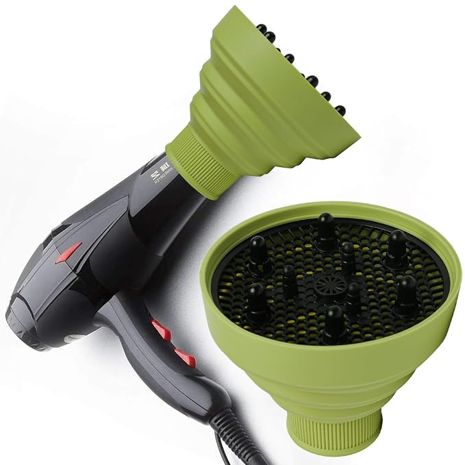 Universal Collapsible Hair Dryer Diffuser Attachment-Foldable Portable Travel and Easy Storage Hair Diffuser Fit Most Hair Dryers with Nozzle Diameter D-1.575Inch to 1.968 Inch (4-5cm)- Green