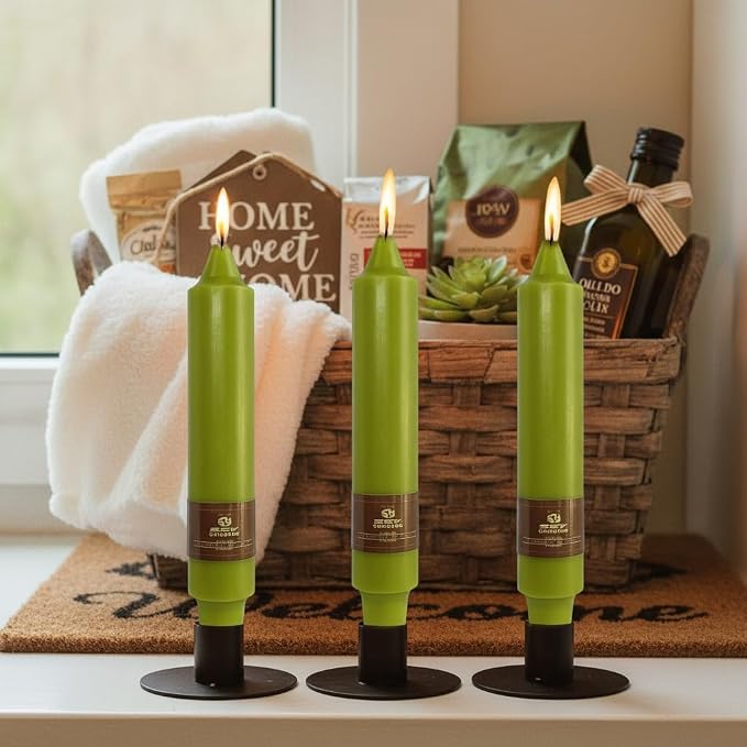 Grass Green Taper Candles Unscented Tapered Candles 7 inch Short Tapered Candle Ideal as Dinner Candles Smokeless Long Burning Candlesticks for Weddings Dinner Party Home Decor
