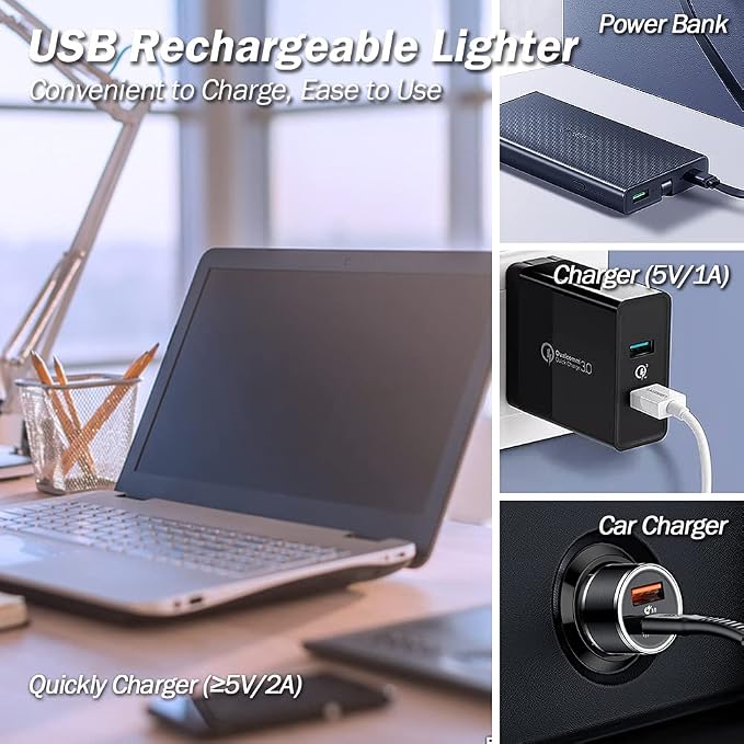 Electric Lighter, Candle Lighter USB Rechargeable, Arc Windproof Flameless Plasma Long Stick with Rope and Ring, Perfect for Candle BBQ Camping Kitchen Stove, Black