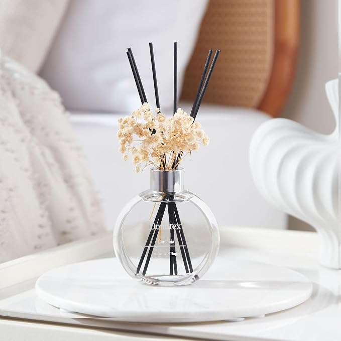 Flower Reed Diffuser Set 5.07oz Gardenia Scent Diffuser with Sticks Home Fragrance Reed Diffuser for Bathroom Shelf Decor