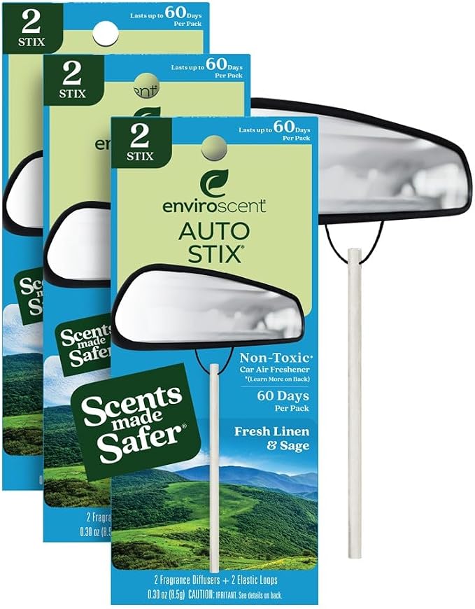 Enviroscent Auto Stix 3ct - Fresh Linen & Sage 2pc
