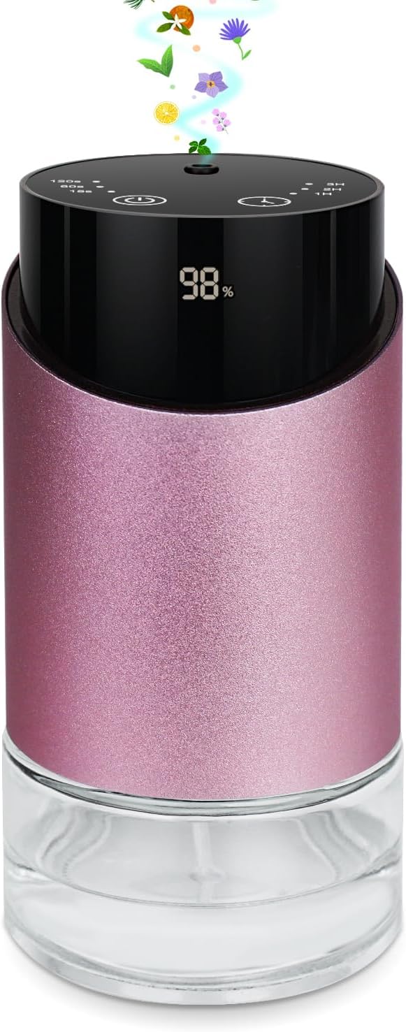 Waterless Essential Oil Diffuser Aromatherapy Scent Diffusers for Home Large Room, Bedroom, Car, Office, Battery Operated Mini Portable Air Freshener, 3 Countdown Timers & 3 Mist Levels