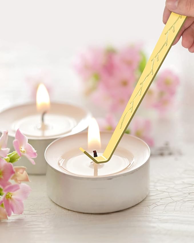 RONXS 3 in 1 Candle Wick Trimmer Set Candle Accessory Wick Cutter, Candle Snuffer Extinguisher, Candle Wick Dipper with Gift Package for Candle Lovers (Gold)