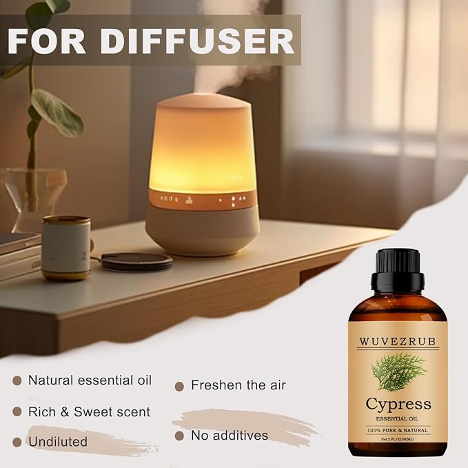 Cypress Essential Oils, 60ML Pure and Natural Essential Oil for Aromatherapy Diffuser - Cypress /2 Fl Oz