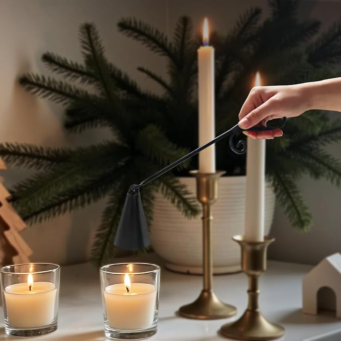 Iron Vintage Black Candle Snuffer, 9.37 Inch Long Handle with 1.57 Inch Bell, Home Decor