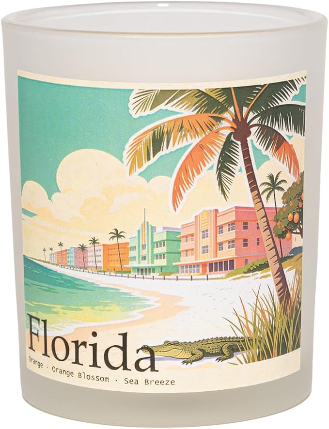 Florida Sunshine Scented Candle, Orange & Orange Blossom & Sea Breeze, Florida Gifts, Florida Souvenirs, Florida Souvenirs and Gifts, 100% Soy Wax, 7OZ