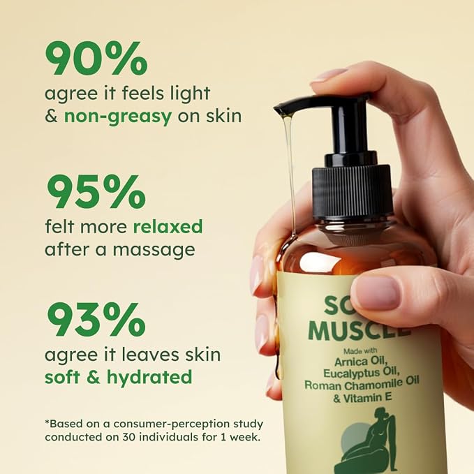 Kukka Sore Muscle Massage Oil for Fast-Absorbing Massage - 6.76 Fl Oz - Made with Arnica Oil, Eucalyptus, Roman Chamomile - for Sore Body & Stiff Muscles - Multipurpose for All Skin Types
