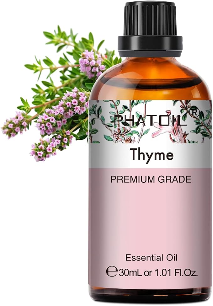Thyme Essential Oil, 1.01Fl.Oz (30ML) PHATOIL Pure Essential Oil Singles for Aromatherapy Diffusers, Humidifiers, Great for DIY Candle and Soap Making, Gift for Friend