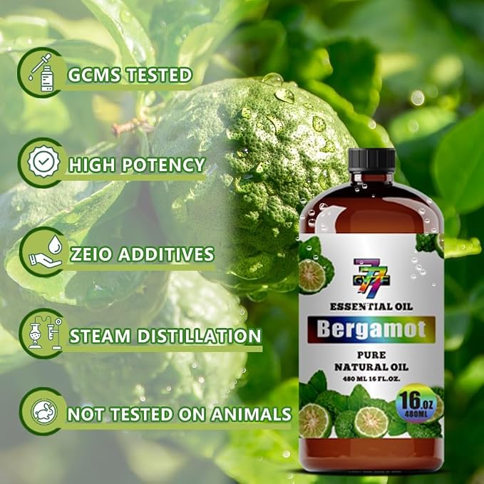Bergamot Essential Oil, Bergamot Oils, for Diffuser, Humidifier, DIY Candles, Soap, Home, Office, Yoga, Massage, Gift, Essential Oil, GV77ZF Bergamot Fragrance Oil - 16 fl oz (480 ml)