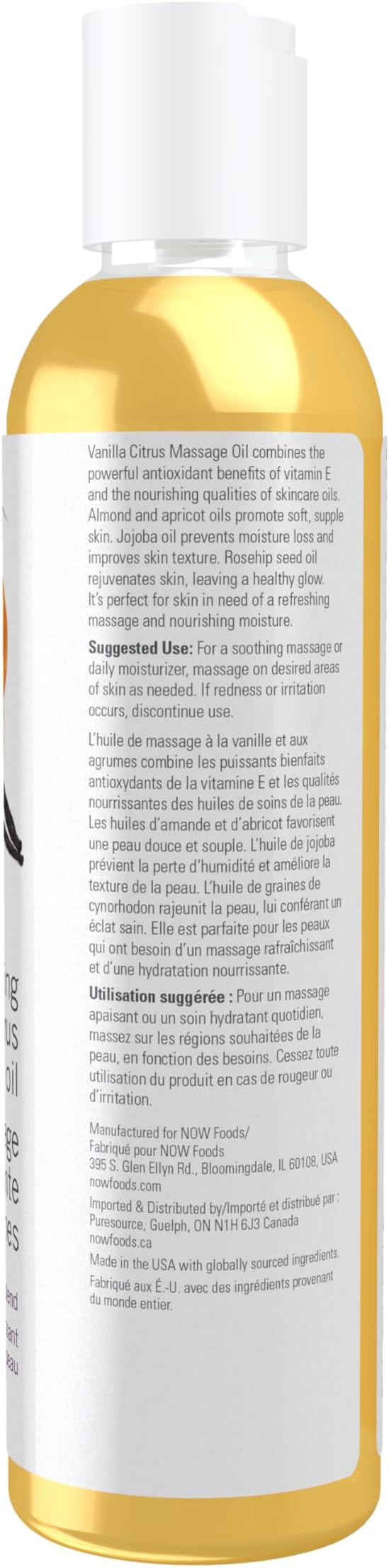 NOW Solutions, Refreshing Vanilla Citrus Massage Oil, Skin Rejuvenating Blend, Supple Skin, 8-Ounce