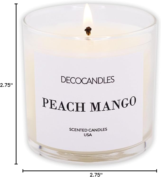 Urban Concepts by DECOCANDLES - Peach Mango - Highly Scented Soy Candle - Long Lasting - Hand Poured in USA (6 Oz.)