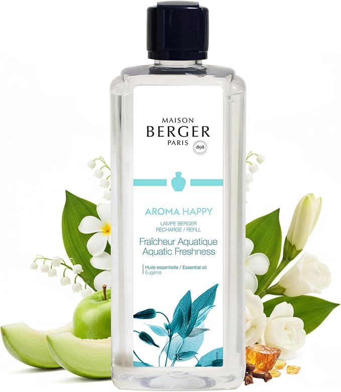 MAISON BERGER Lampe Berger Refill, 1 L, Aquatic Freshness | Catalytic Lamp Fragrance Refill, Helps Neutralize Odors, ~160 h Fragrance Diffusion, Made in France