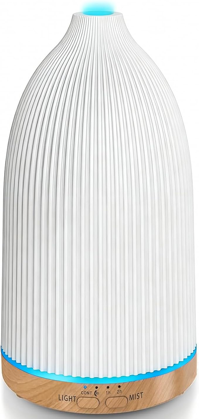 URPOWER 150ML Essential Oil Diffuser, Compact Ultrasonic Aroma Diffuser with Soft 7-Color Light, Timer and Auto-Off Protection, Small Scent Diffuser for Bedroom, Desk, Office, Yoga