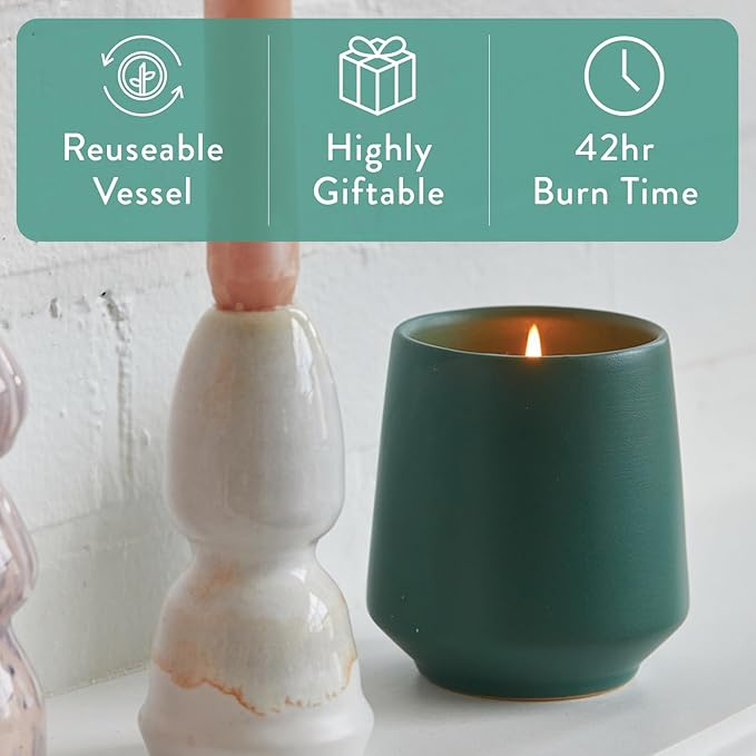 Modern Sprout Soy Candle Planter - Grows Thyme - Tonka Bean Scent - 2-Pack | 2 in 1 Soy Candle - 6 oz w/42-hr burn each - tonka bean scent - ceramic vessel reuses as a planter for non-GMO thyme seeds