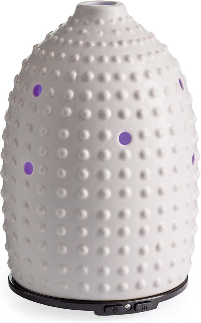 Airome Gray Hobnail Medium Essential Oil Diffuser|100 mL Humidifying Ultrasonic Aromatherapy Diffuser 8 Colorful LED Lights, Intermittent & Continual Mist, Auto Shut-Off