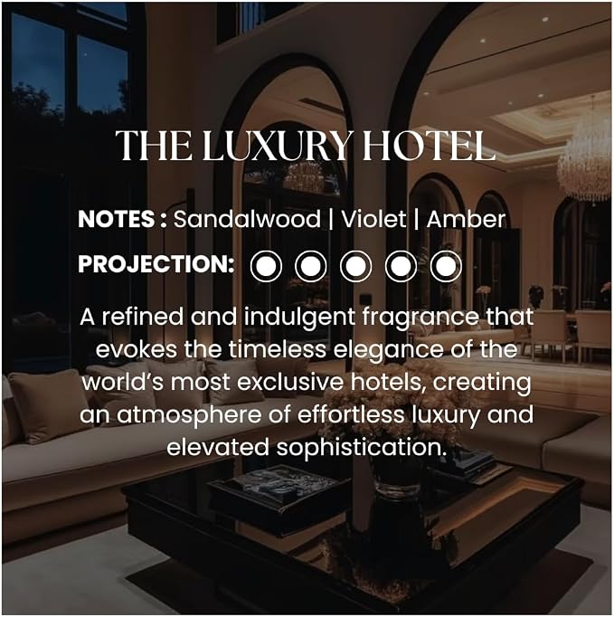 Hotel Inspired Home Perfume Collection -The Luxury Hotel– Premium Essential Oil Blend (15mL/0.5 fl Oz) Aroma with Violet, Sandalwood & Amber | Long-Lasting, Dropper for Diffuser | Made in USA
