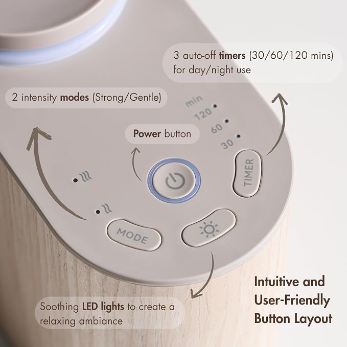 ZMARKRAFT® Waterless Essential Oil Diffuser w Solid Wood Cover 3 Timers 2 Mist Modes, Auto-Off Quiet Dual Fluid Aroma Diffuser, Portable Waterless Scent Diffuser w Lights, Room Decor Aromatherapy Gift