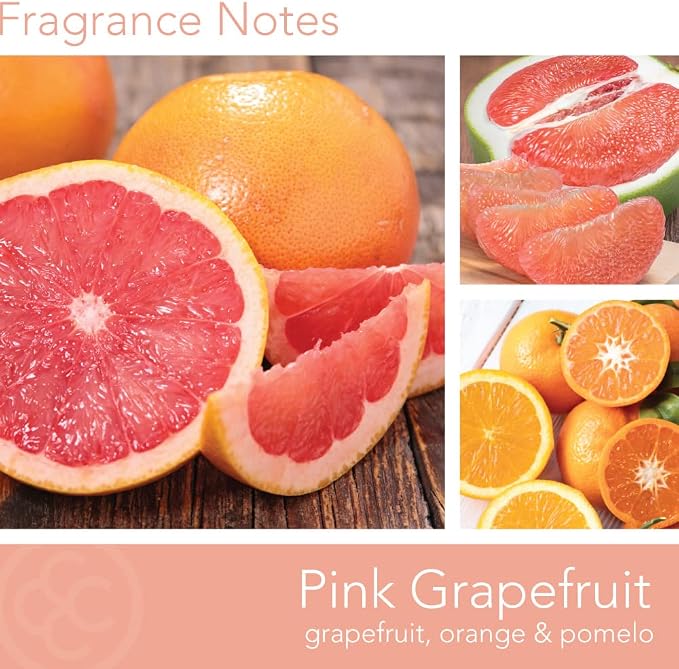 Colonial Candle Pink Grapefruit Scented Jar Candle, Classic Cylinders Collection, 2 Wick, Red, 11 oz - Up to 80 Hours Burn
