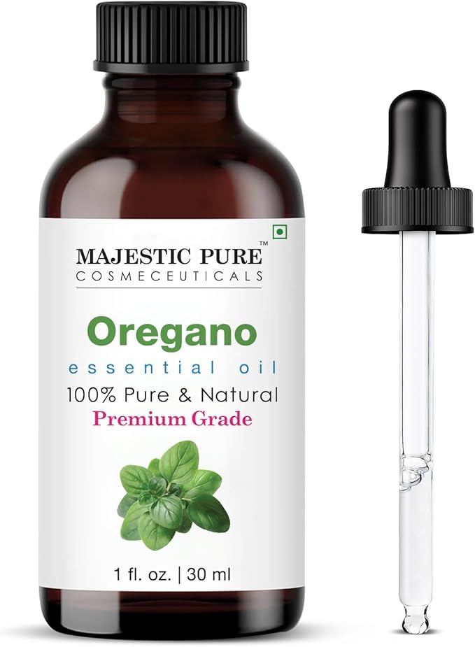 Majestic Pure Essential Oil with Glass Dropper - 100% Pure and Natural - Essential Oils for Diffuser, Aromatherapy, Soap and Candle Making, Oregano Essential Oil, Oregano Oil, 1 Fl Oz