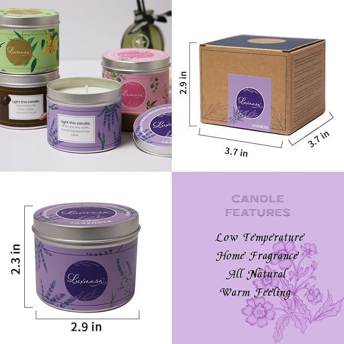 Massage Candle Essential Oil Infused Natural Soy Wax, Low Temperature Candle Aroma Oil for Stress Relief, Clean Burning Gift for Home (Lavender, 6.35OZ)