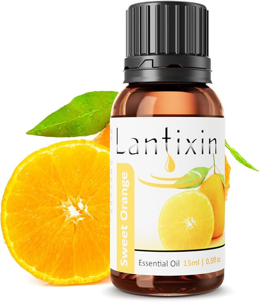 Lantixin 100% Pure Sweet Orange Essential Oil – Natural Undiluted Scent for Diffuser – Uplifting Home Fragrance for Ultrasonic Diffusers, Meditation & Crafting – 0.5 fl oz(Sweet Orange)