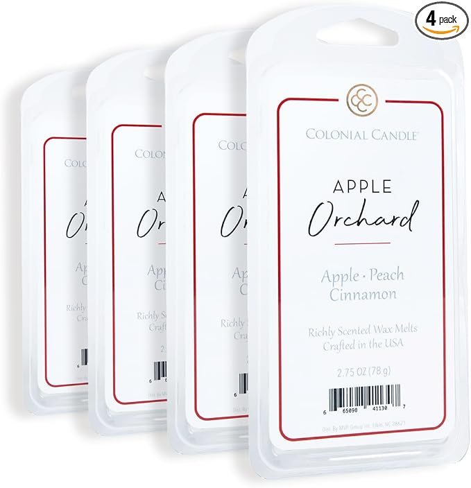 Colonial Candle Apple Orchard Wax Melts, Wax Melt Warmer Cubes, Long Lasting Scented Wax Warmer Cubes, 4 Pack, 6 Cubes Each - Made in The USA